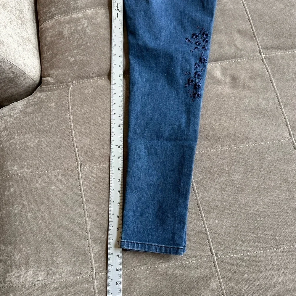 Michael Kors Blue Skinny Jeans with Floral Embroidery